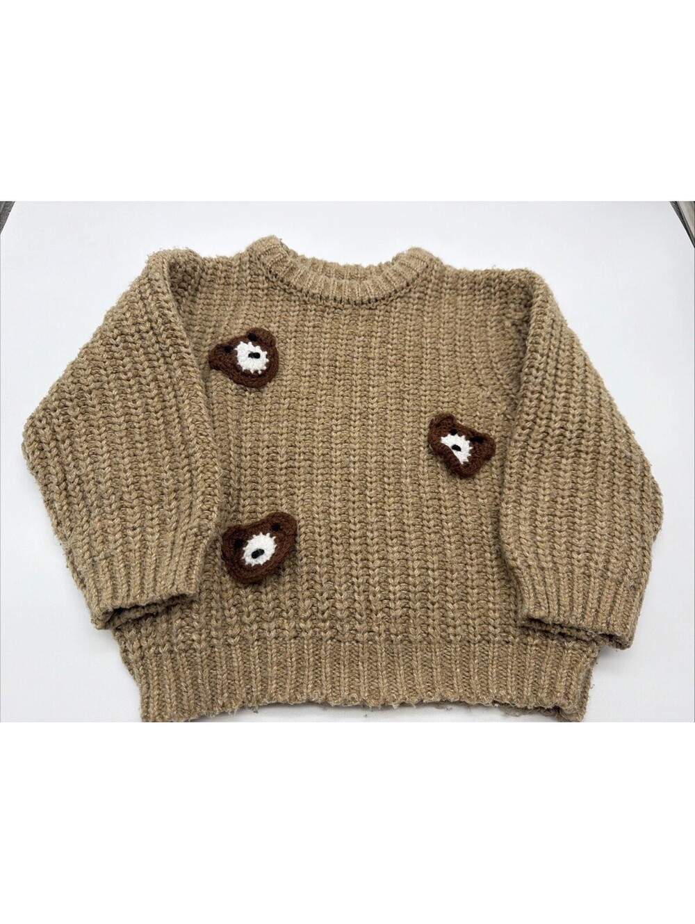 Zara Kids Teddy Bear Knit Sweater 12-18m brown